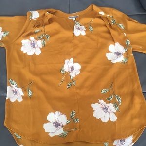 Yellow Floral Georgette Blouse Sz. Large